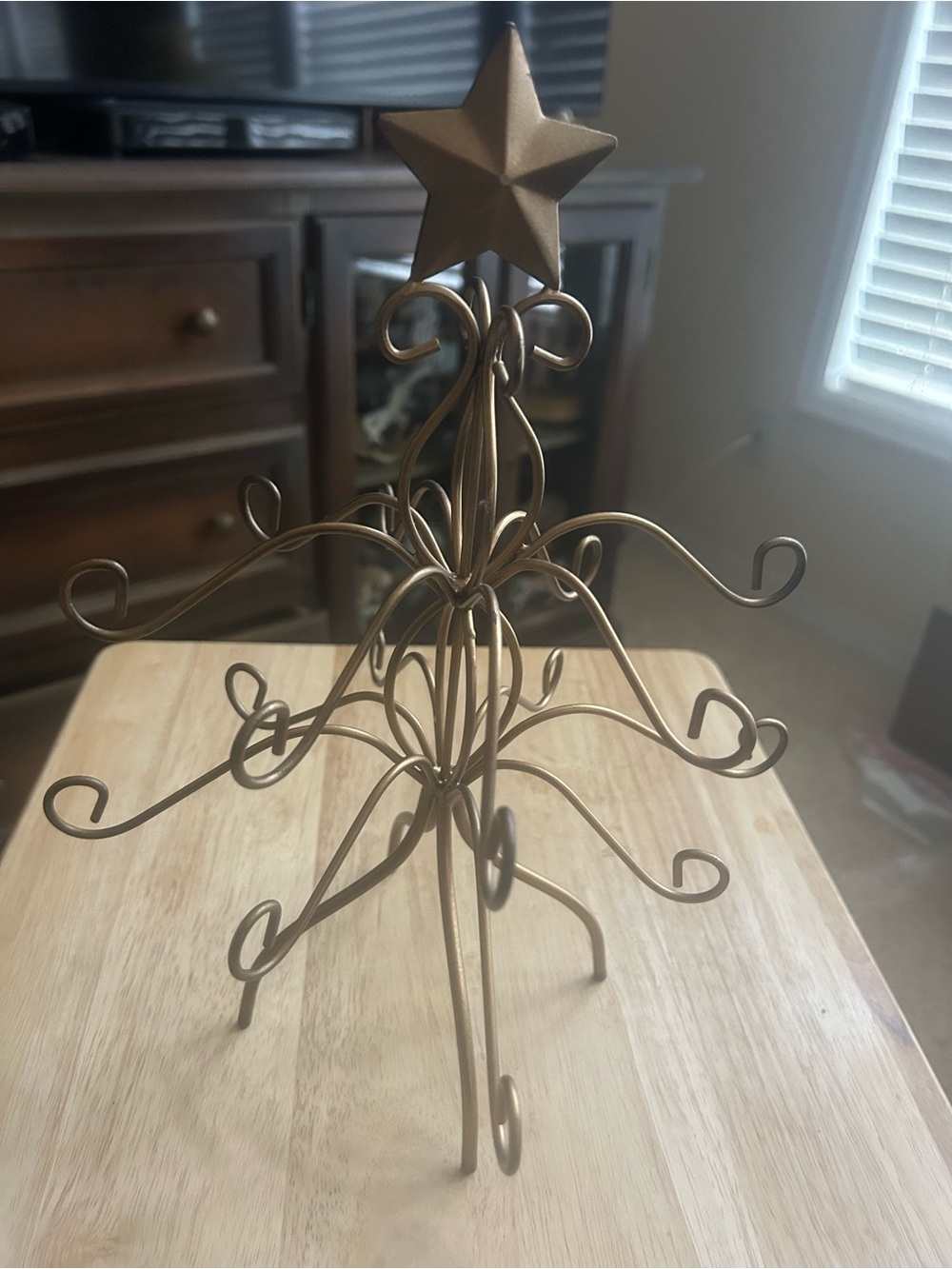 Gold Metal Wire Holiday Tree Stand with Star Top just add ornaments.